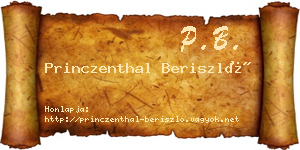 Princzenthal Beriszló névjegykártya